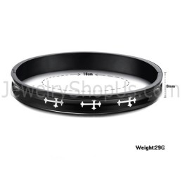 Tatanium Zwarte Armbanden Voor Koppels Met Wit Kruis C747