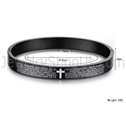 Tatanium Black Cross Couple Bangles Met Wit Kruis C848