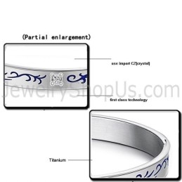 Tatanium Paar Armbanden Met Blauwe Bloemen C858