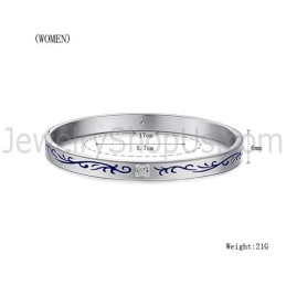 Tatanium Paar Armbanden Met Blauwe Bloemen C858