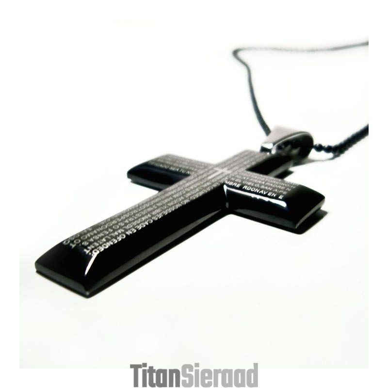 Man Zwarte Kruis Bijbel Pure Titanium Hanger Cadeau Man Zwarte Kruis Bijbel Pure Titanium Hanger Cadeau