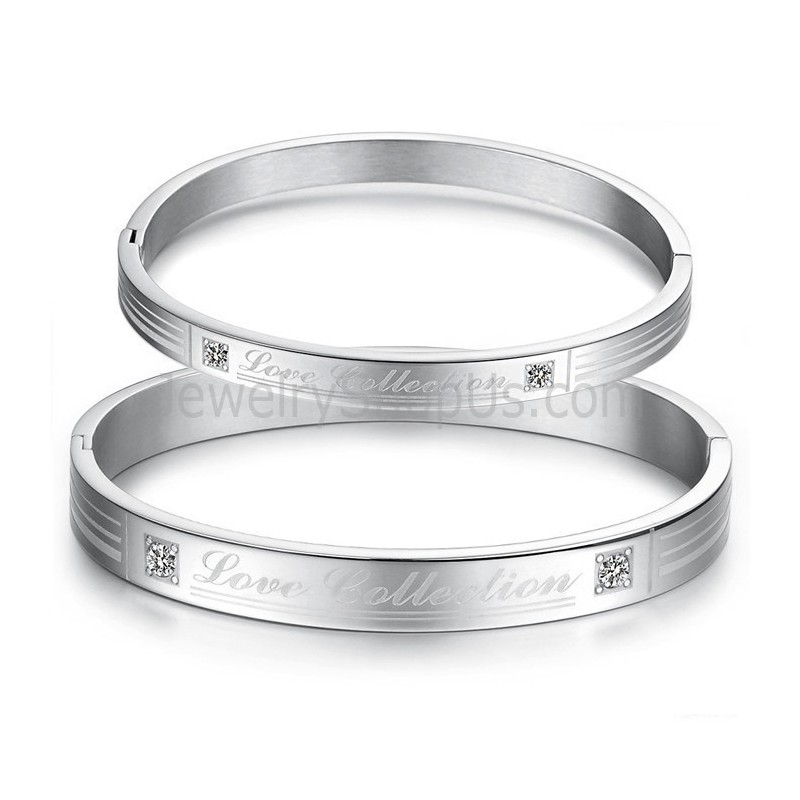 Tatanium "Love Collection" Paar Armbanden Met Strass Steentjes C849 Tatanium "Love Collection" Paar Armbanden Met Strass Steentjes C849