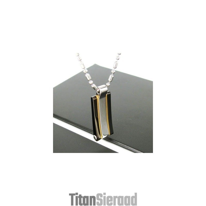 Sutra Man 24K Gouden Gepolijste Titanium Stalen Hanger Ketting Sutra Man 24K Gouden Gepolijste Titanium Stalen Hanger Ketting