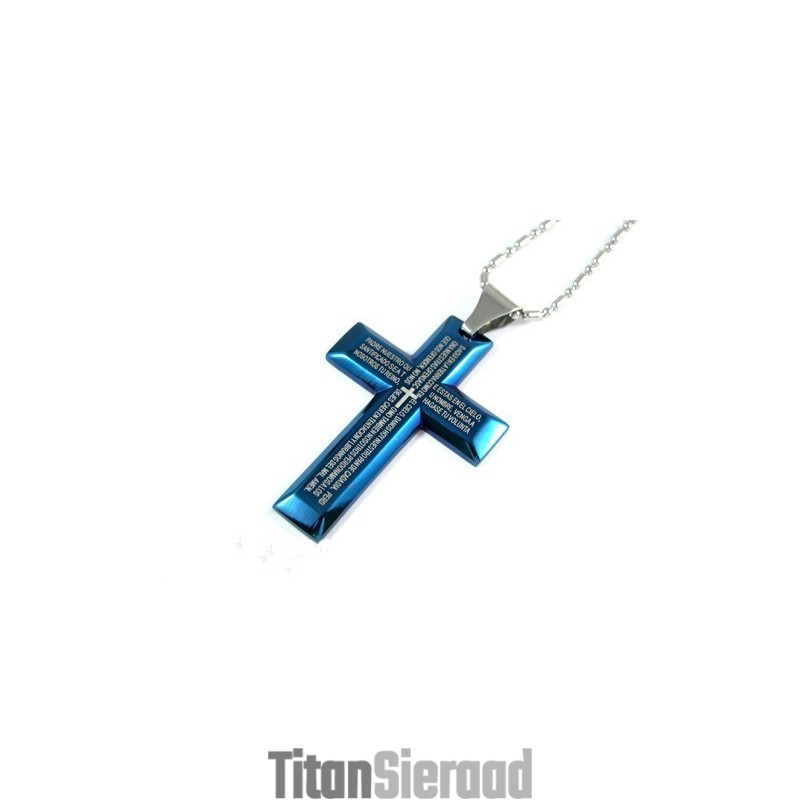 Man Blue Cross Pure Titanium Hanger Cadeau Man Blue Cross Pure Titanium Hanger Cadeau
