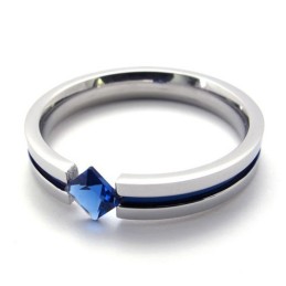 Blauwe Diamant Titanium Ring