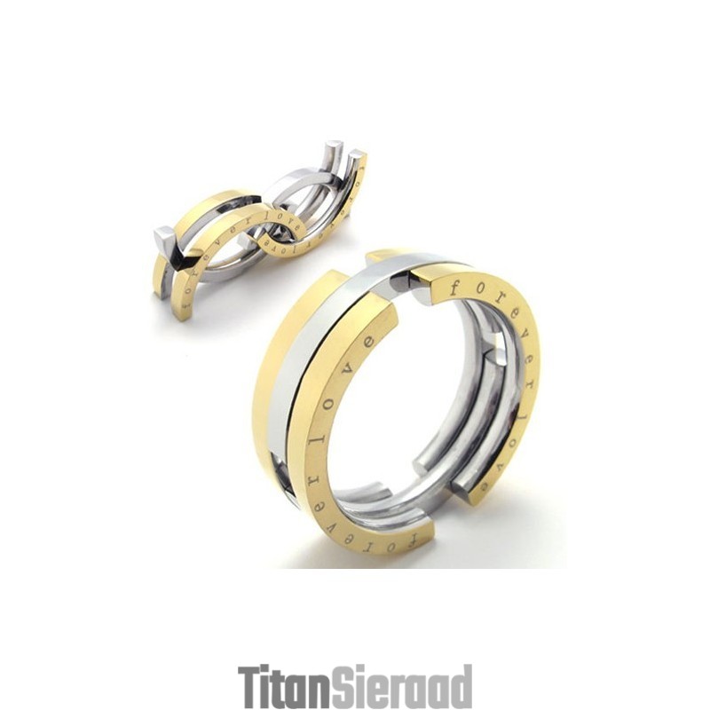 Puzzel Gouden Titanium Ring Puzzel Gouden Titanium Ring