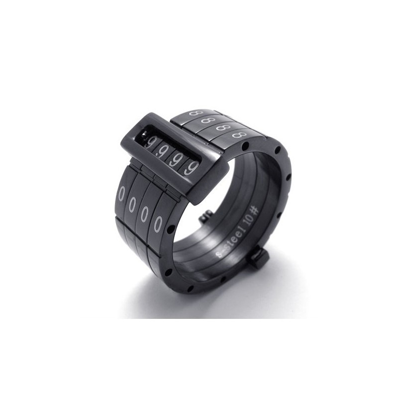 Zwarte Puzzle Code Lovers Titanium Ring Zwarte Puzzle Code Lovers Titanium Ring