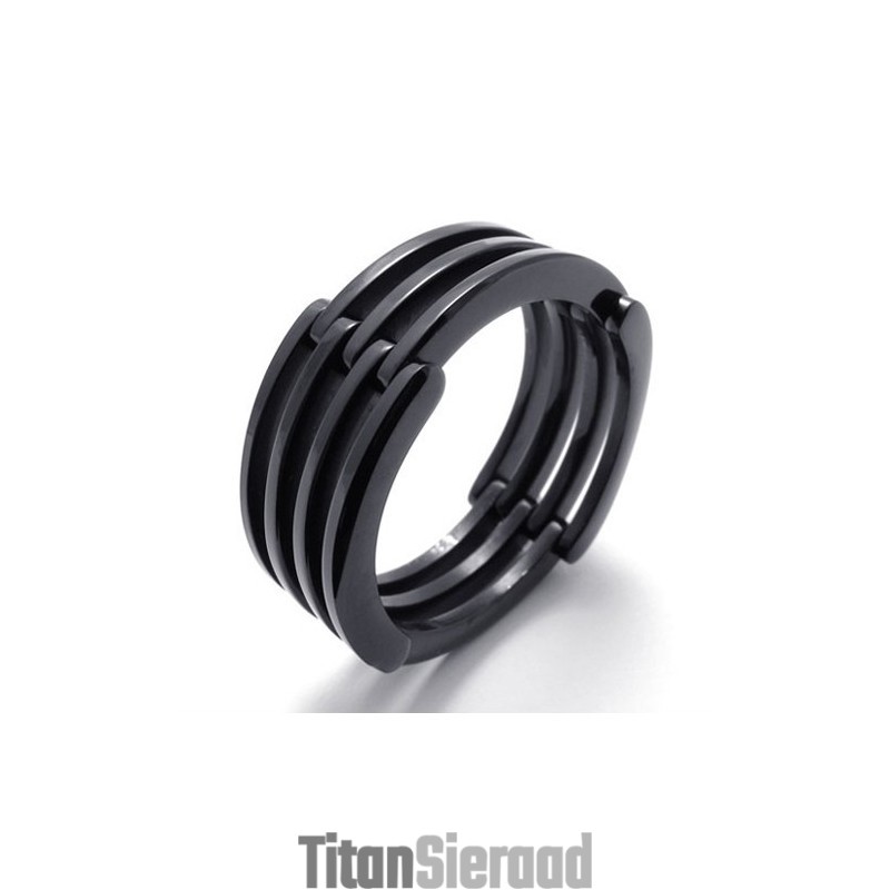 Zwarte Puzzel Titanium Ring Zwarte Puzzel Titanium Ring