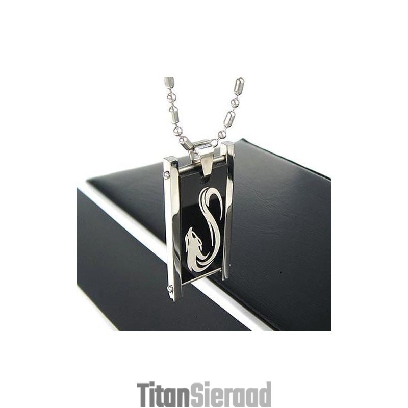 Man Zwart Patroon Wolf Pure Titanium Ketting Hanger