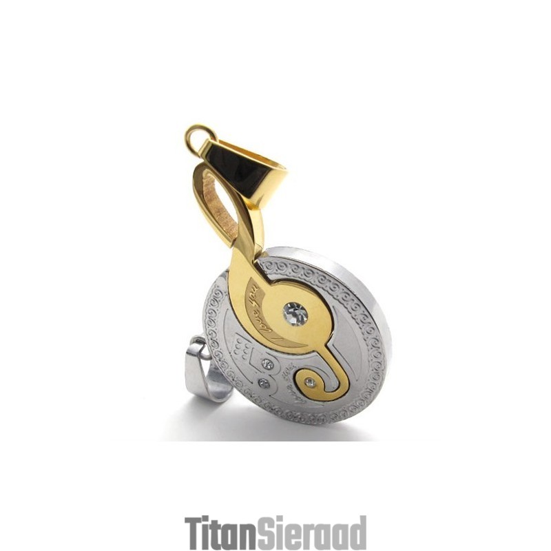 Gouden Muzieknoot Diamanten Liefhebbers Titanium Hanger Gouden Muzieknoot Diamanten Liefhebbers Titanium Hanger