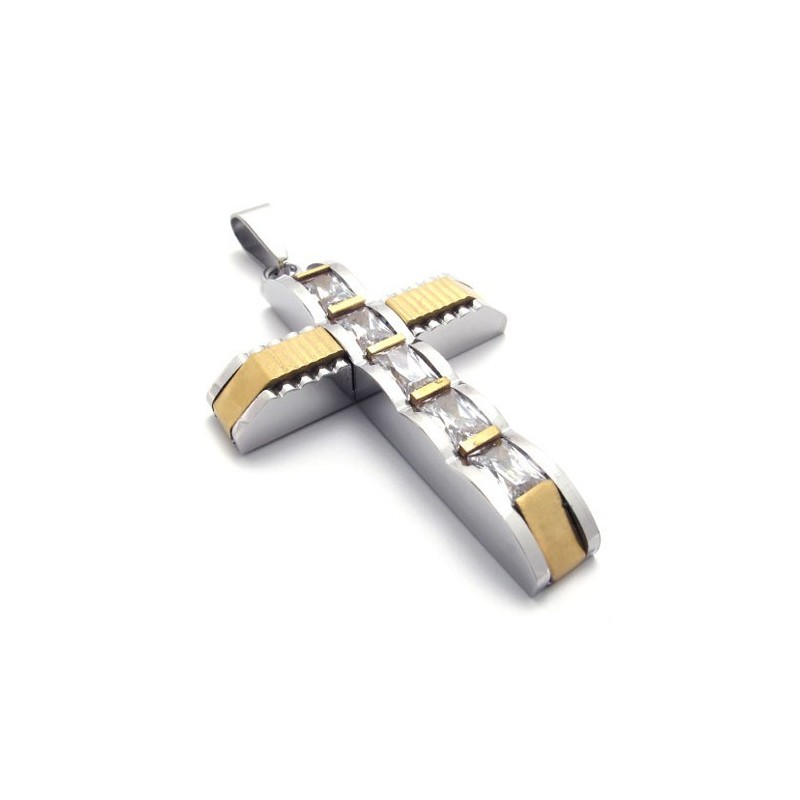 Gouden Accent Kruis Diamant Titanium Kruis Hanger
