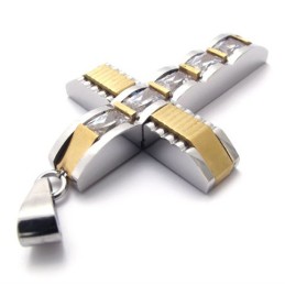 Gouden Accent Kruis Diamant Titanium Kruis Hanger