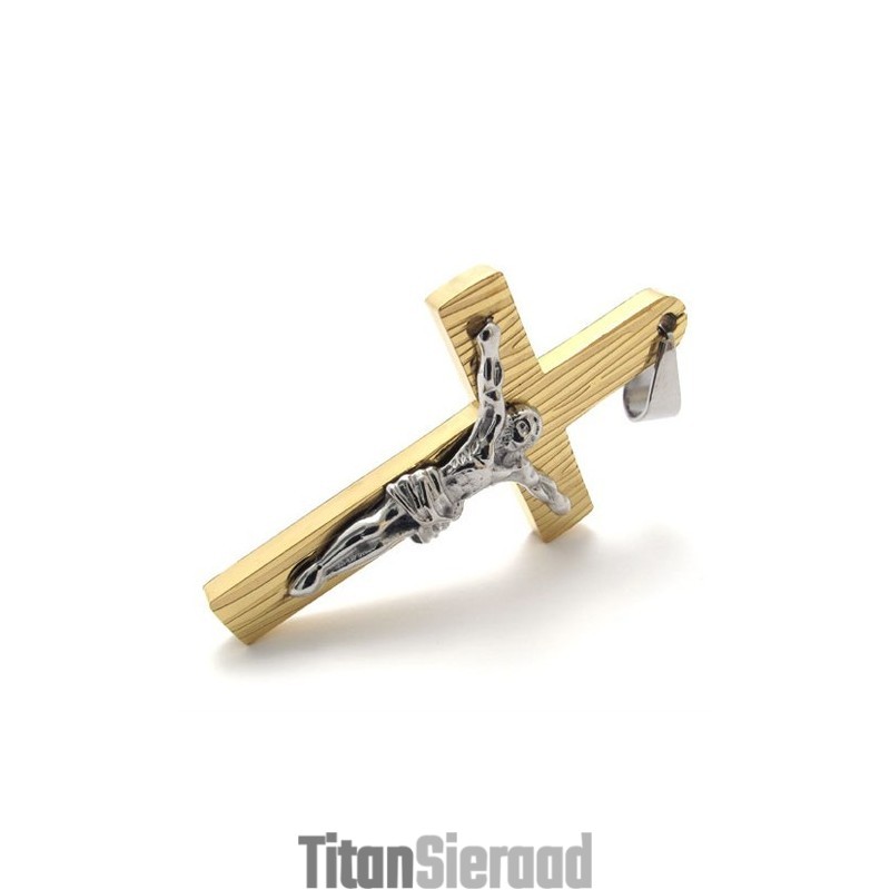 Jezus Gouden Titanium Kruis Hanger