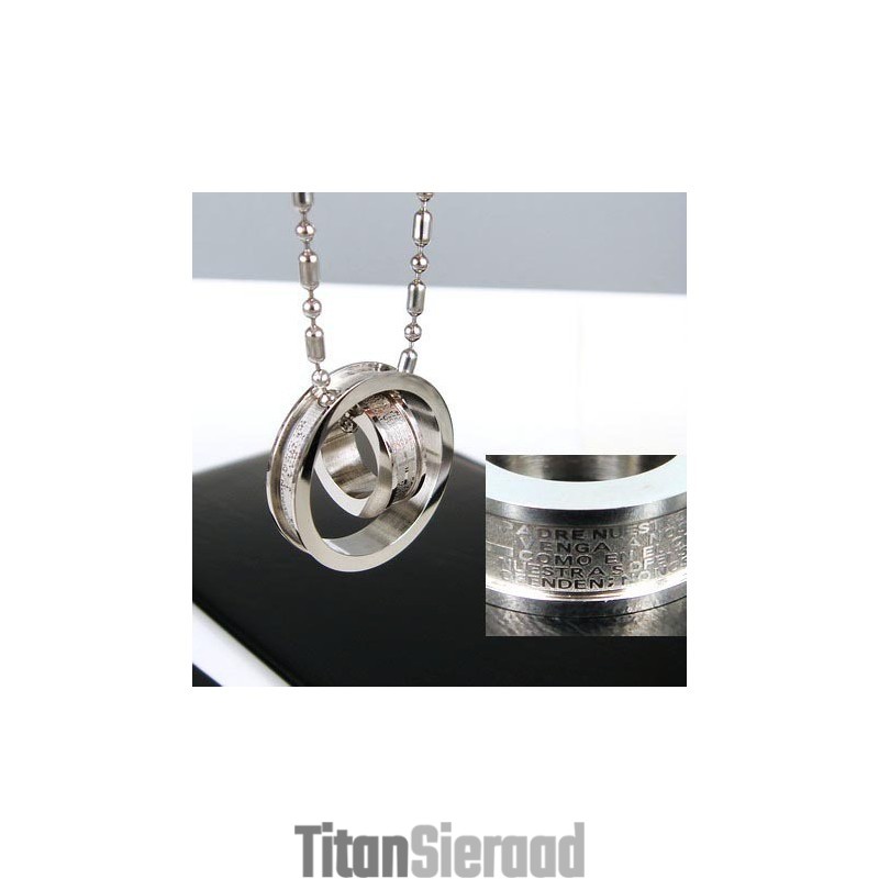 Man 2 Hoop Kruis Bijbel Pure Titanium Hanger Ketting Man 2 Hoop Kruis Bijbel Pure Titanium Hanger Ketting
