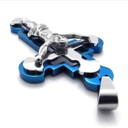 Jezus Blauwe Titanium Kruis Hanger