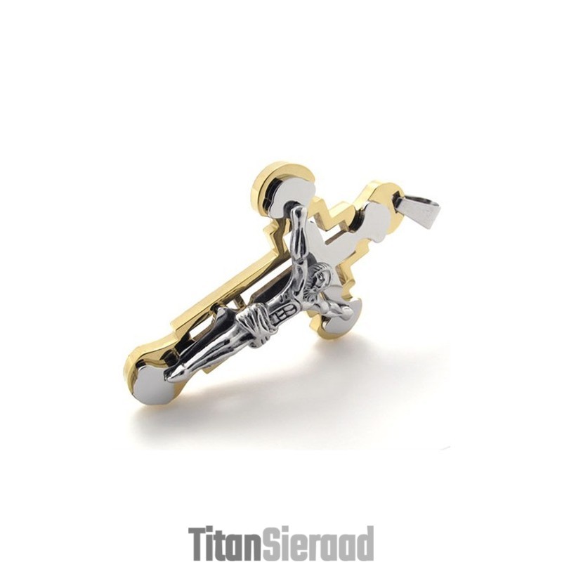 Jezus Gouden Titanium Kruis Hanger