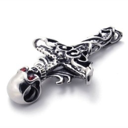 Kruisschedel Met Rode Diamant Titanium Hanger