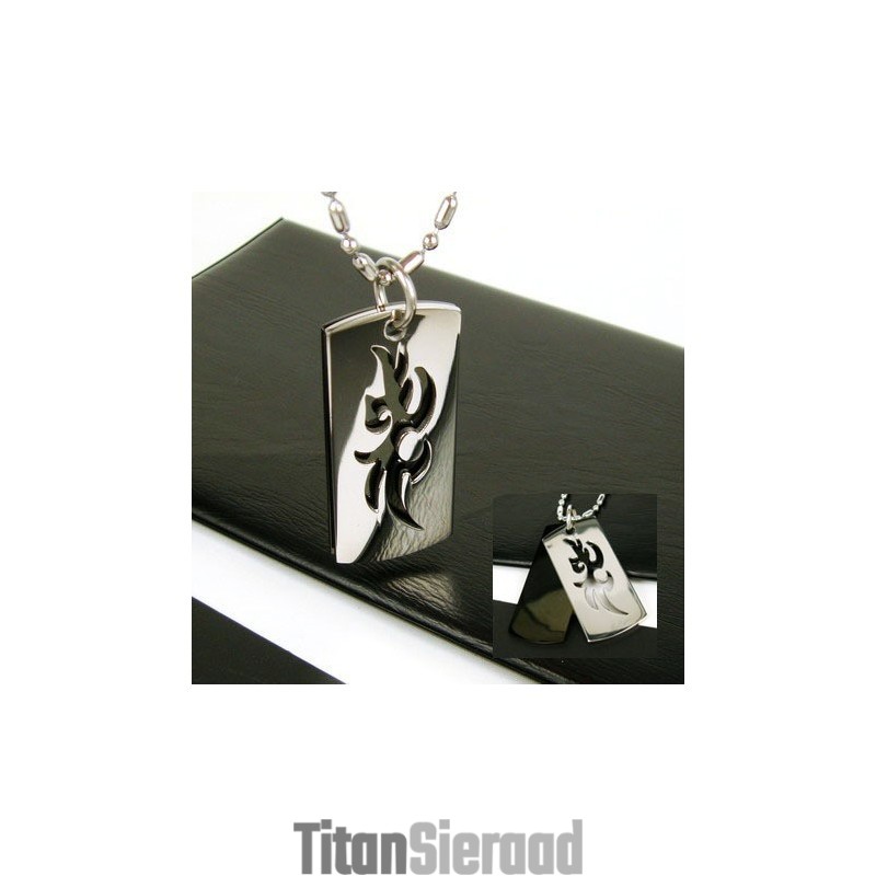 Cool Man 2-Laags Symbool Puur Titanium Kettinghanger Cool Man 2-Laags Symbool Puur Titanium Kettinghanger