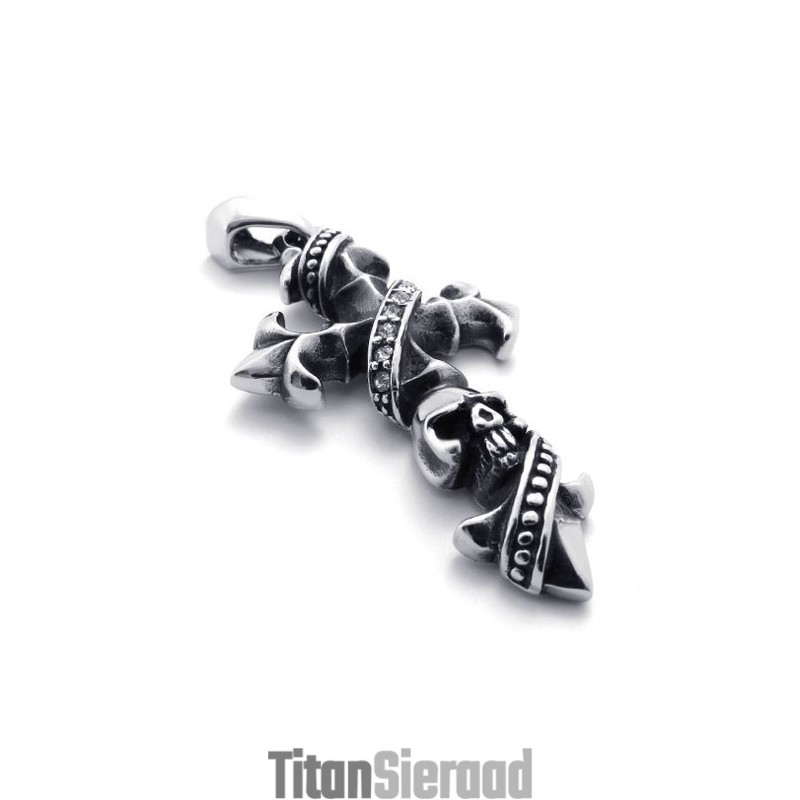 Schedel Titanium Kruis Hanger Schedel Titanium Kruis Hanger