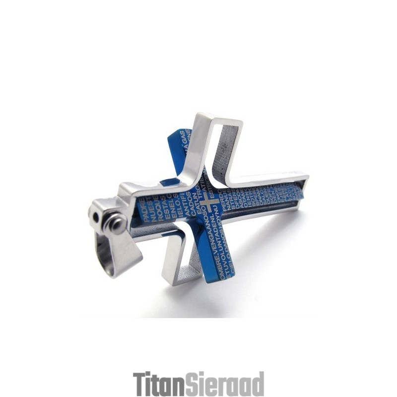 Blauwe Titanium Kruishanger Blauwe Titanium Kruishanger