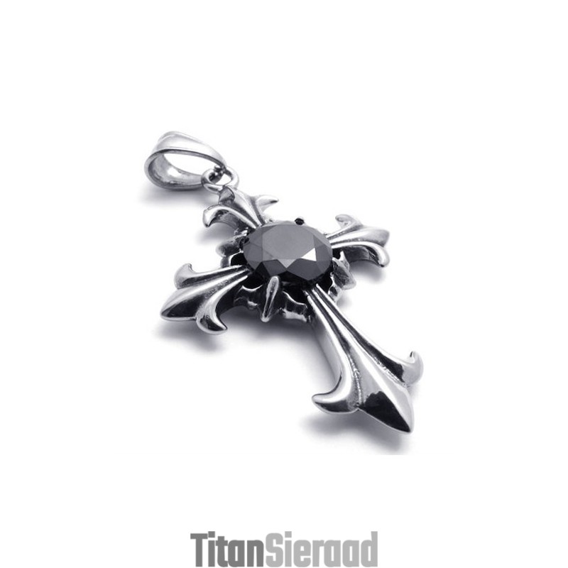 Edelsteen Titanium Kruis Hanger
