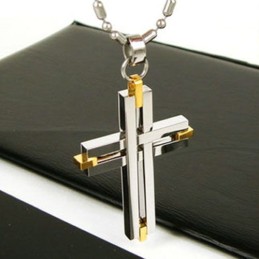 Man Shining Cross Pure Titanium Hanger Ketting Gratis Ketting