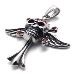 Kruisschedel Rode Diamant Titanium Hanger