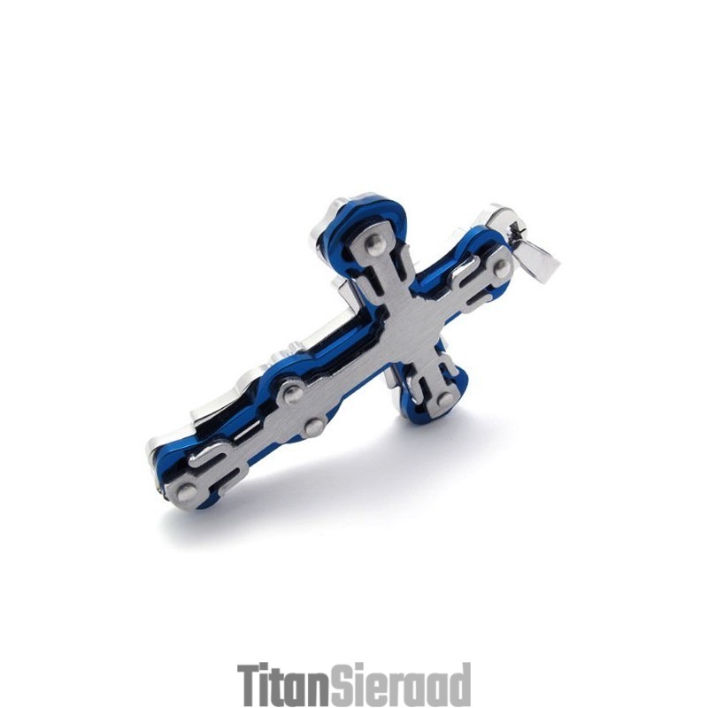 Blauwe Titanium Kruishanger