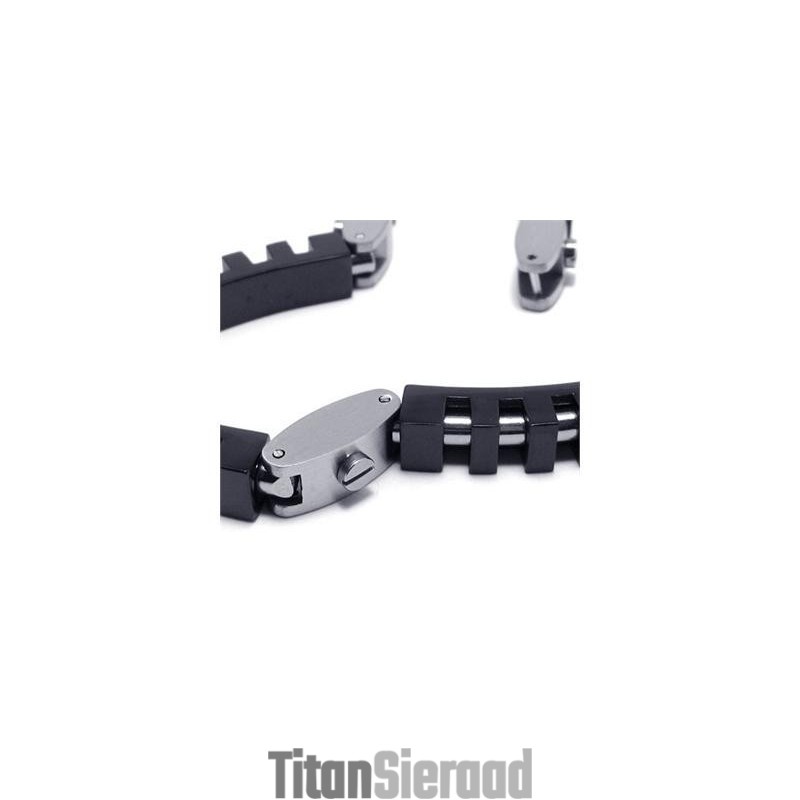 Heren Jongens Zwarte Zilveren Pure Titanium Bedelarmband