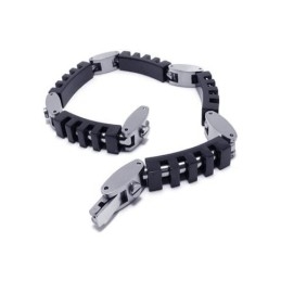 Heren Jongens Zwarte Zilveren Pure Titanium Bedelarmband