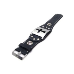 Heren Jongens Pure Titanium Leren Kruis Armband Bangle