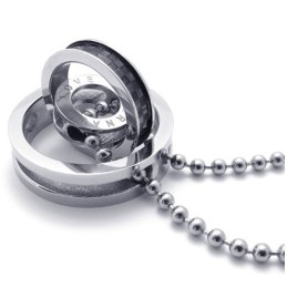 Zwarte Accenten Met Meerdere Ringen Voor Geliefden, Titanium Hanger