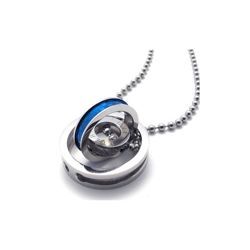 Blauwe Accenten Met Meerdere Ringen Voor Geliefden, Titanium Hanger