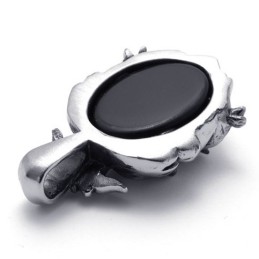 Kruis Zwarte Edelsteen Titanium Hanger