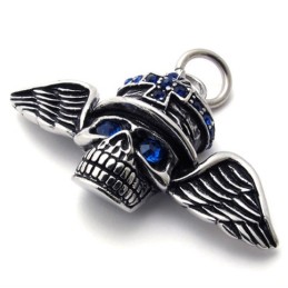 Wings Skull Blauwe Diamant Titanium Hanger