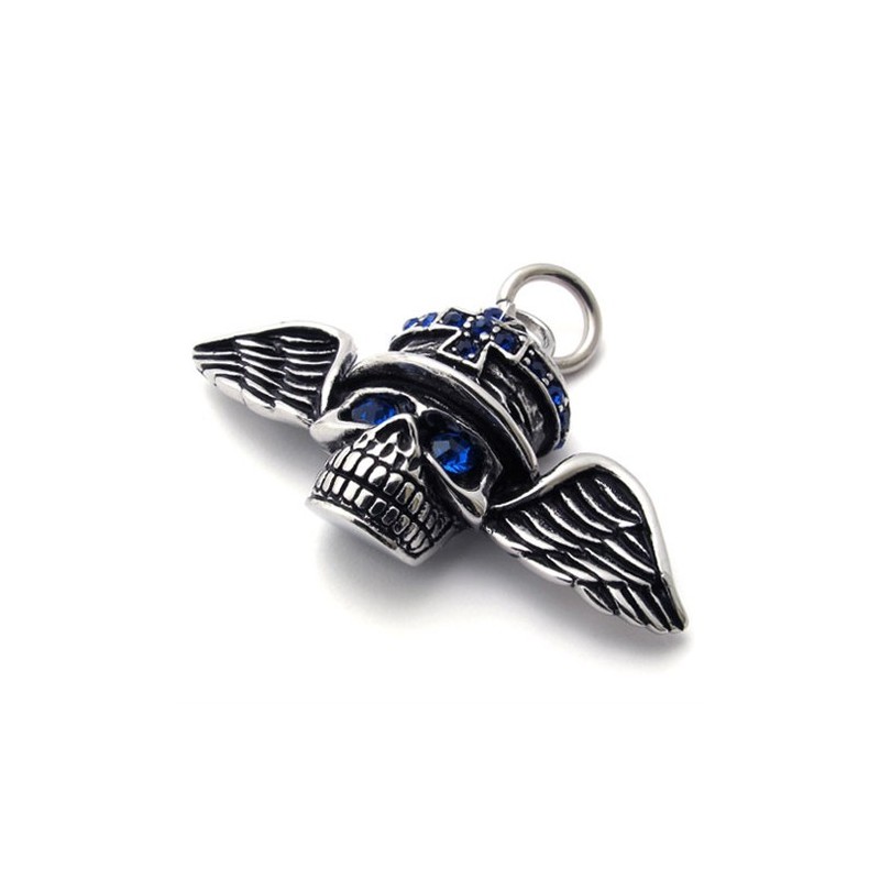 Wings Skull Blauwe Diamant Titanium Hanger Wings Skull Blauwe Diamant Titanium Hanger