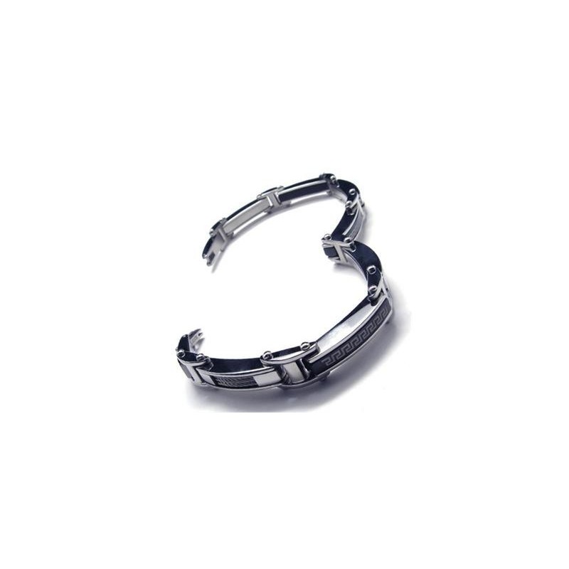 Heren Jongens Zilver Zwart Pure Titanium Bedelarmband Heren Jongens Zilver Zwart Pure Titanium Bedelarmband