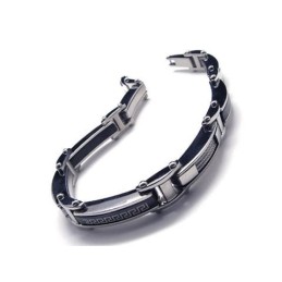 Heren Jongens Zilver Zwart Pure Titanium Bedelarmband