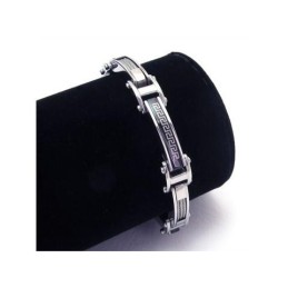 Heren Jongens Zilver Zwart Pure Titanium Bedelarmband