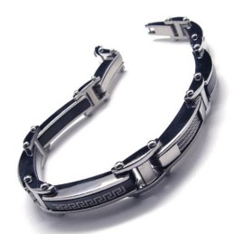 Heren Jongens Zilver Zwart Pure Titanium Bedelarmband