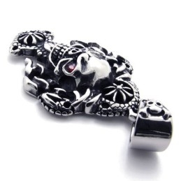 Schedel Met Rode Diamant Titanium Hanger