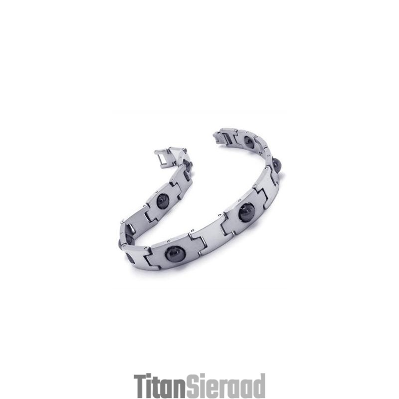 Herenjongens Zilveren Zwarte Pure Titanium Magnetische Armband Herenjongens Zilveren Zwarte Pure Titanium Magnetische Armband
