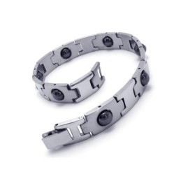 Herenjongens Zilveren Zwarte Pure Titanium Magnetische Armband