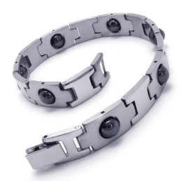 Herenjongens Zilveren Zwarte Pure Titanium Magnetische Armband