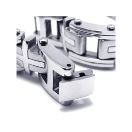 Heren Jongens Zilveren Pure Titanium Bedel Kruis Armband