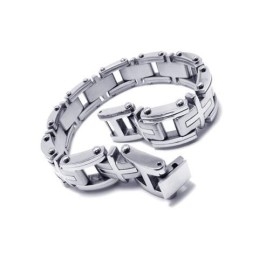 Heren Jongens Zilveren Pure Titanium Bedel Kruis Armband