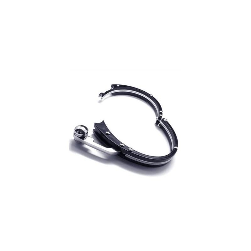 Heren Zwarte Zilveren Bedel Armband Van Puur Titanium Heren Zwarte Zilveren Bedel Armband Van Puur Titanium
