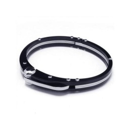 Heren Zwarte Zilveren Bedel Armband Van Puur Titanium