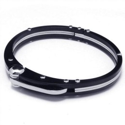 Heren Zwarte Zilveren Bedel Armband Van Puur Titanium