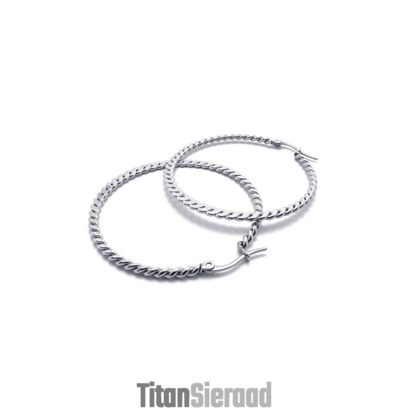 Ring Vlecht Titanium Oorbellen Ring Vlecht Titanium Oorbellen